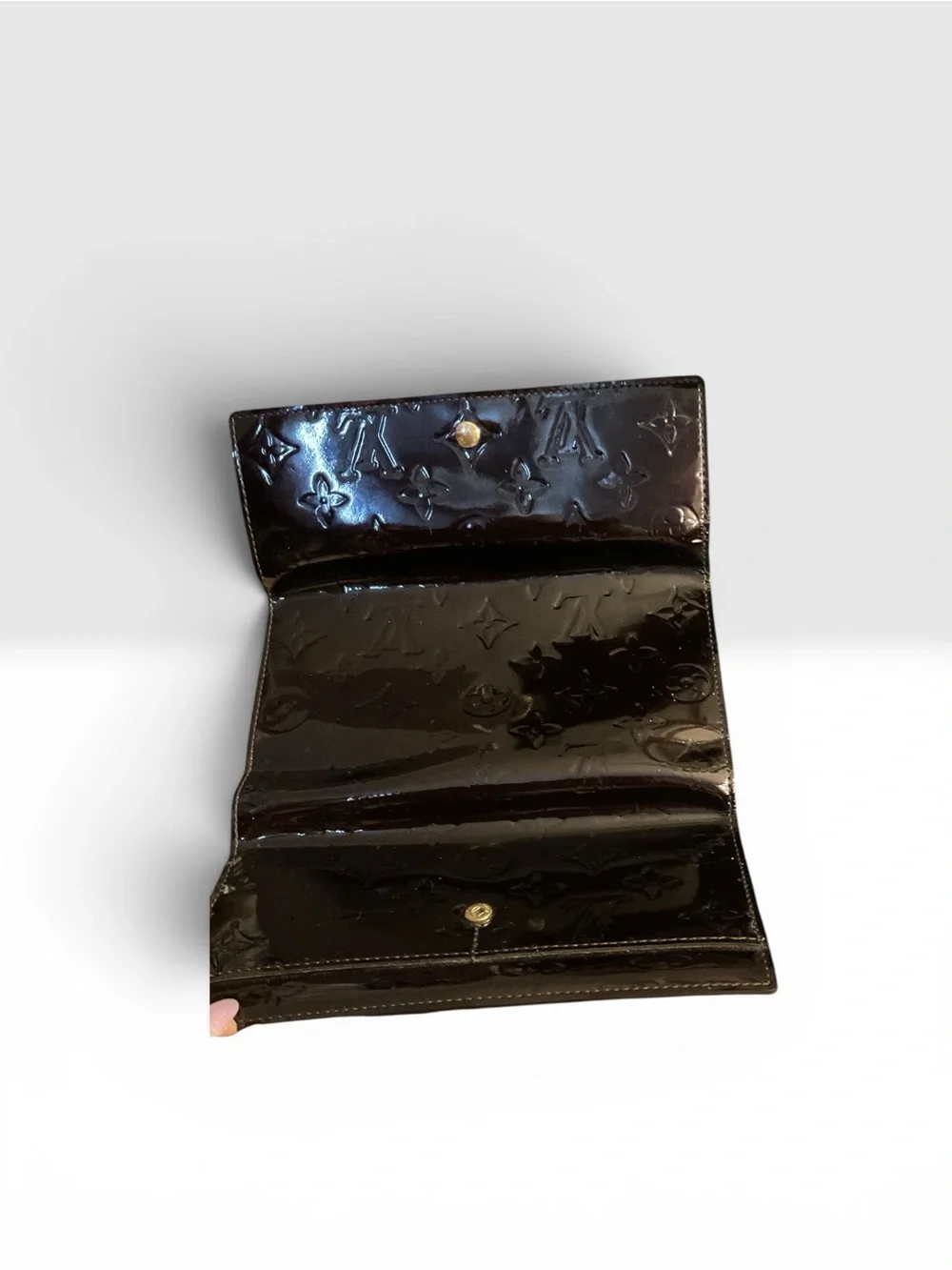 Louis Vuitton Vernis Patent Wallet in Glossy Chocolate Brown